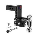 Geteen Adjustable Trailer Hitch Ball Mount for 2″ Receiver, Dual Ball, 5″ Drop, 10,000 lbs