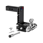 Geteen Adjustable Trailer Hitch for 2" Receiver, Tri-Ball, 7" Drop, 10,000 lbs