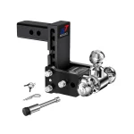 Geteen Adjustable Trailer Hitch for 2" Receiver, Tri-Ball, 5" Drop, 10,000 lbs