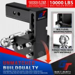 Geteen Adjustable Trailer Hitch Ball Mount for 2″ Receiver, Dual Ball, 5″ Drop, 10,000 lbs - Image 6