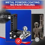 Geteen Adjustable Trailer Hitch for 2" Receiver, Tri-Ball, 7" Drop, 10,000 lbs - Image 2