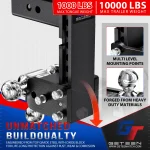 Geteen Adjustable Trailer Hitch for 2" Receiver, Tri-Ball, 7" Drop, 10,000 lbs - Image 6