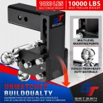 Geteen Adjustable Trailer Hitch for 2" Receiver, Tri-Ball, 5" Drop, 10,000 lbs - Image 5